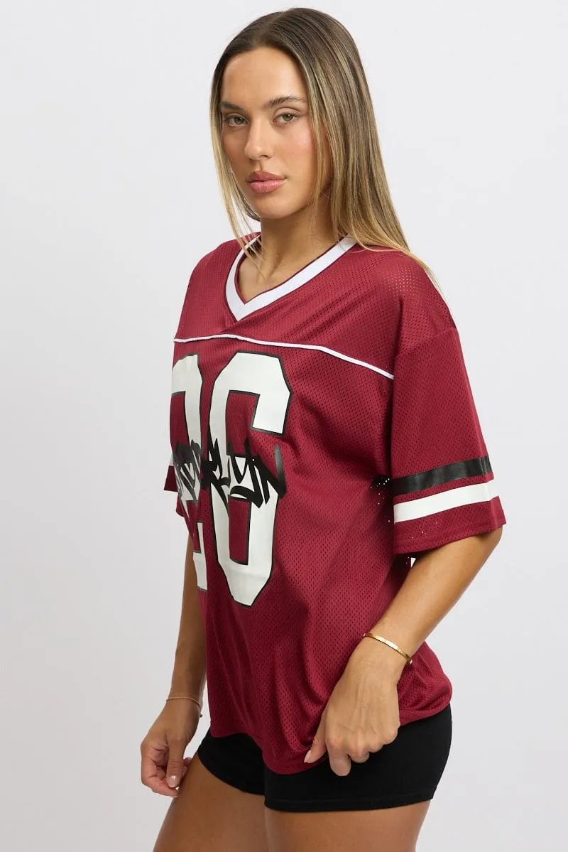 Red Sport Tee Short Sleeve