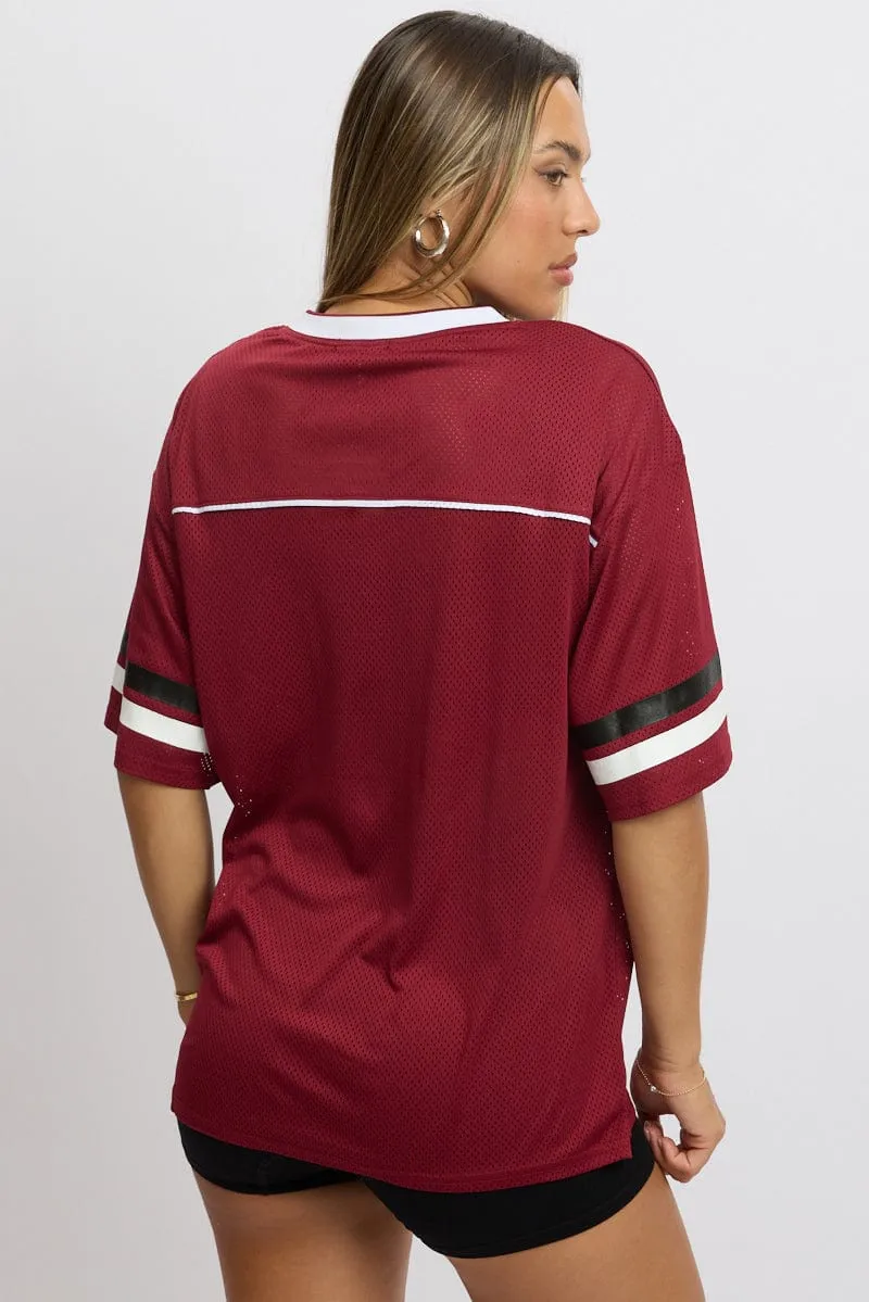 Red Sport Tee Short Sleeve