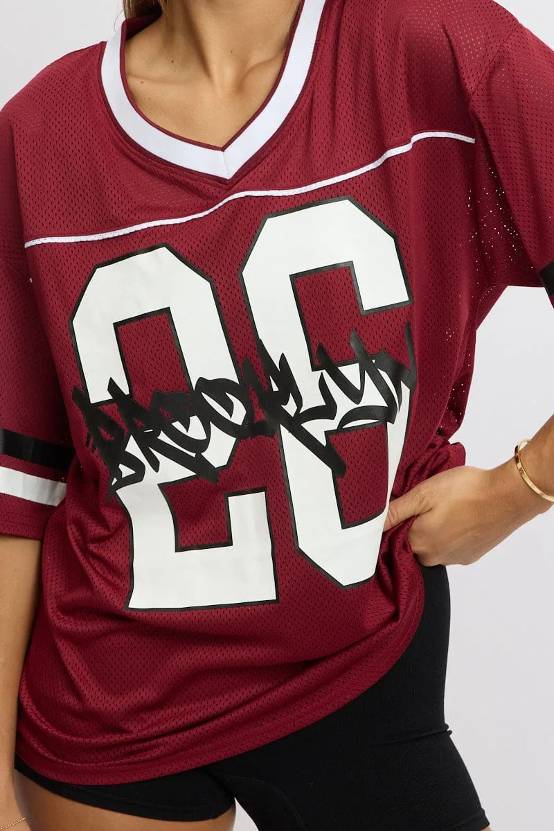 Red Sport Tee Short Sleeve