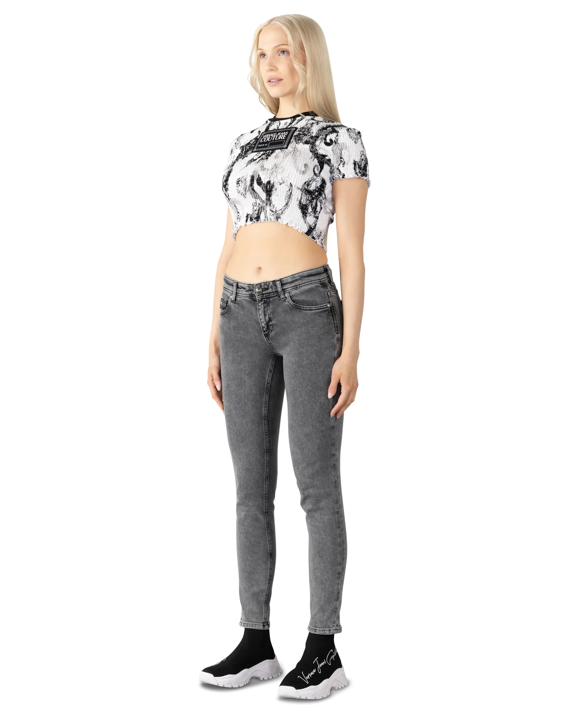 Ruched Watercolor Couture Crop Top