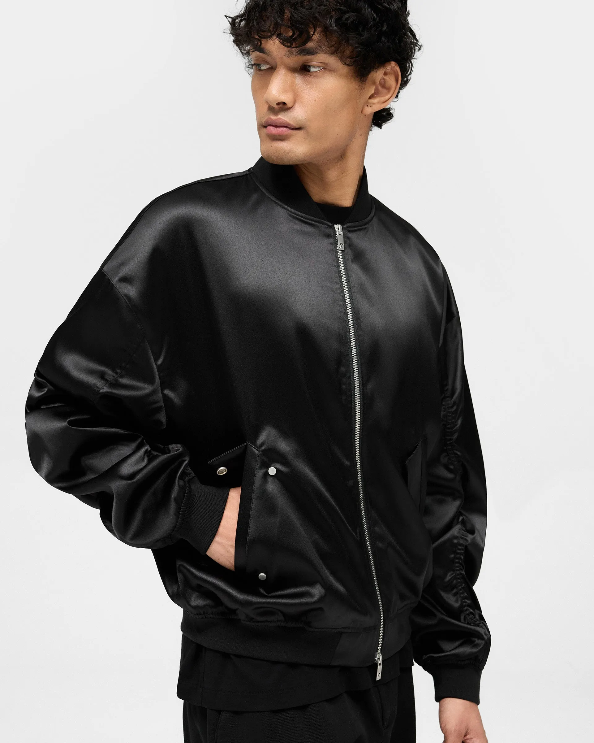Satin Bomber - Black
