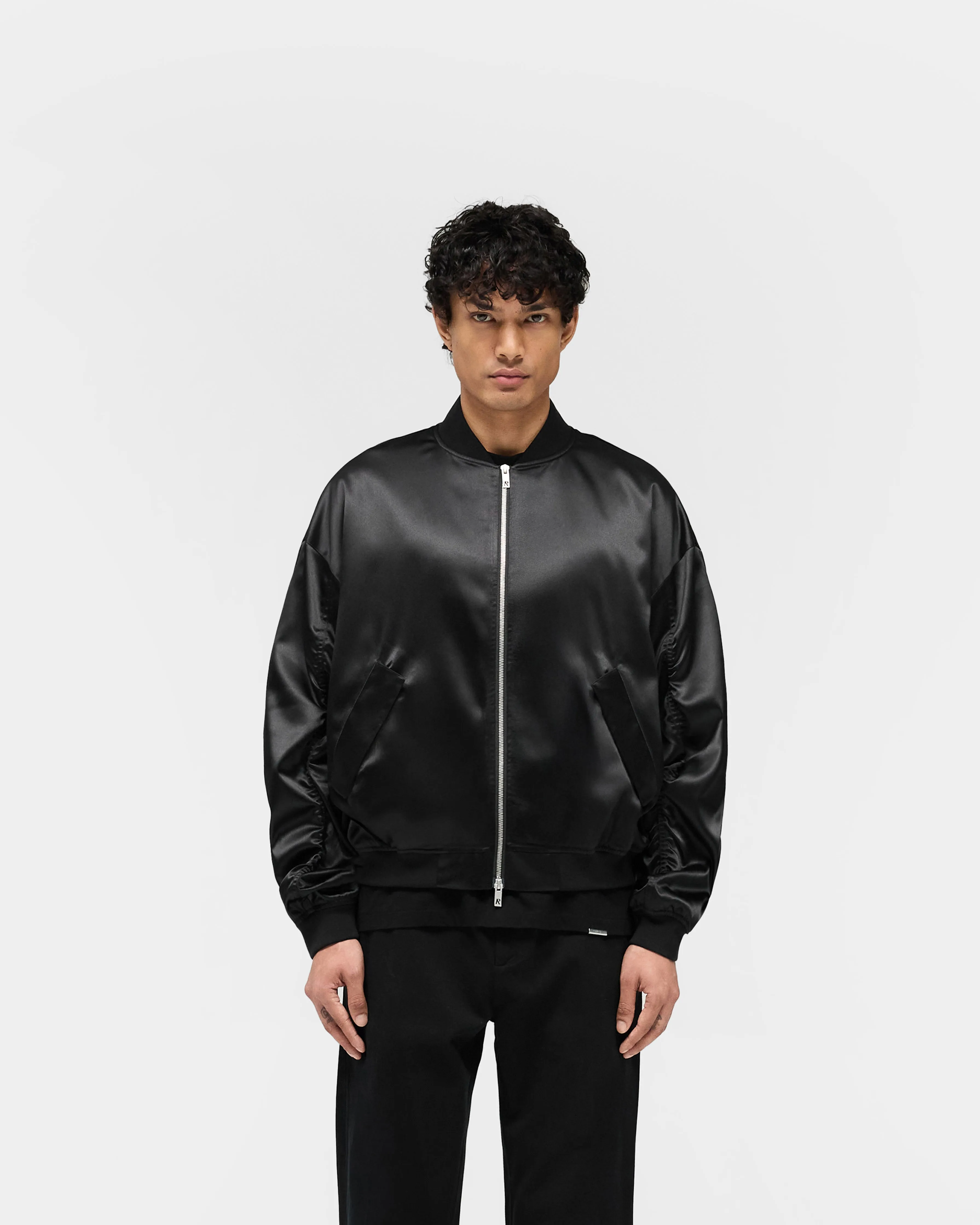 Satin Bomber - Black