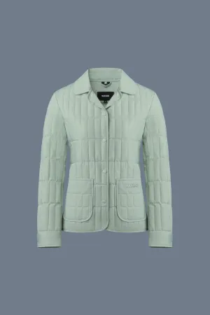 SIAN Vertical Quilted Jacket with Spread Collar Jade
