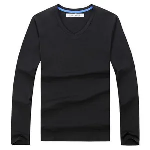 West Louis™ Cotton Male Long Sleeves V-Neck Shirt