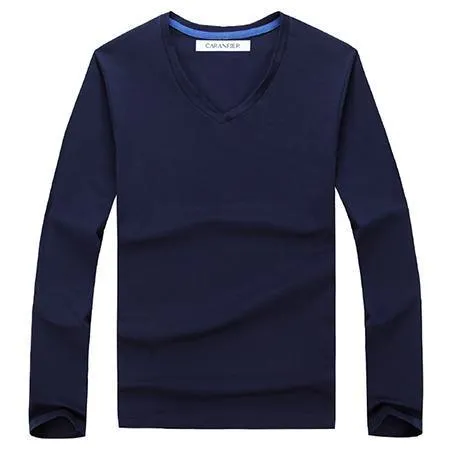 West Louis™ Cotton Male Long Sleeves V-Neck Shirt
