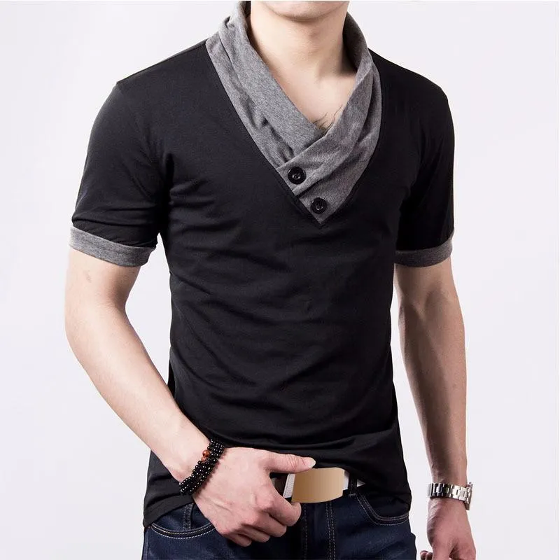 West Louis™ Short Sleeve V Neck Button Tee