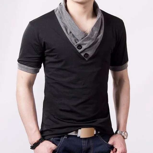 West Louis™ Short Sleeve V Neck Button Tee