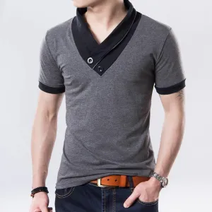 West Louis™ Short Sleeve V Neck Button Tee