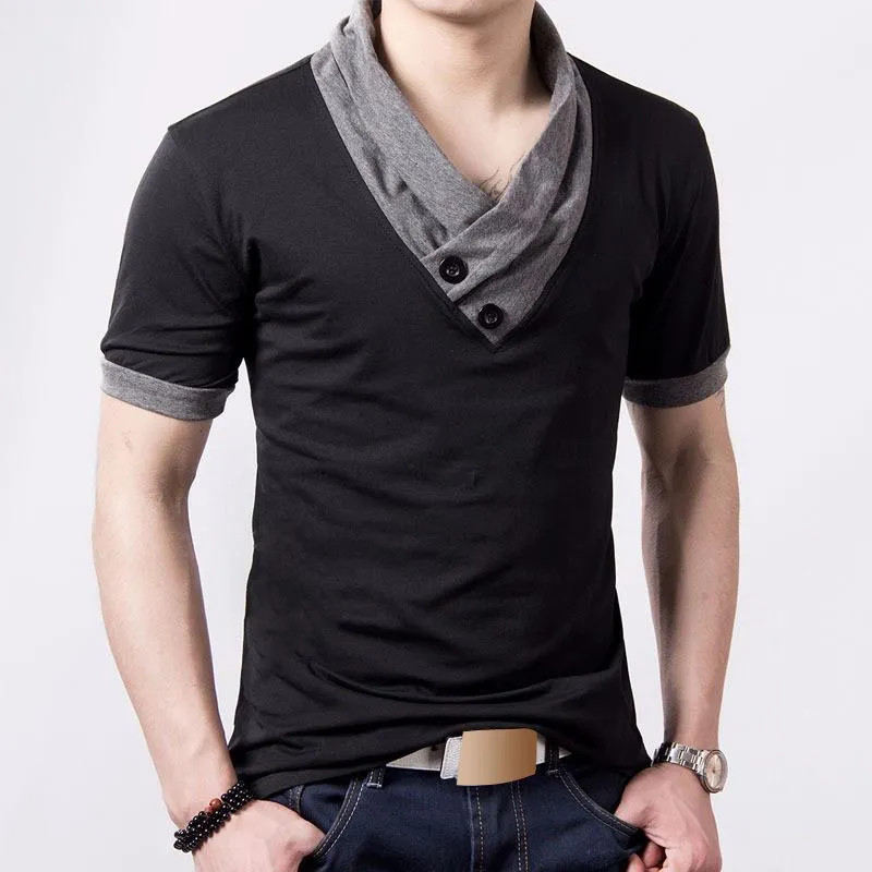 West Louis™ Short Sleeve V Neck Button Tee