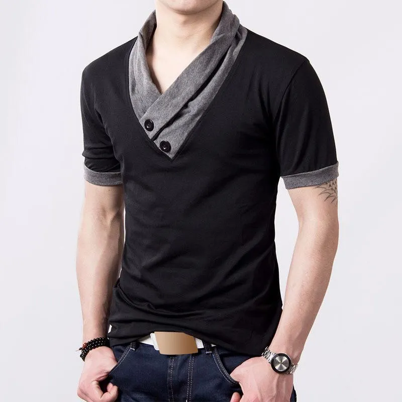 West Louis™ Short Sleeve V Neck Button Tee