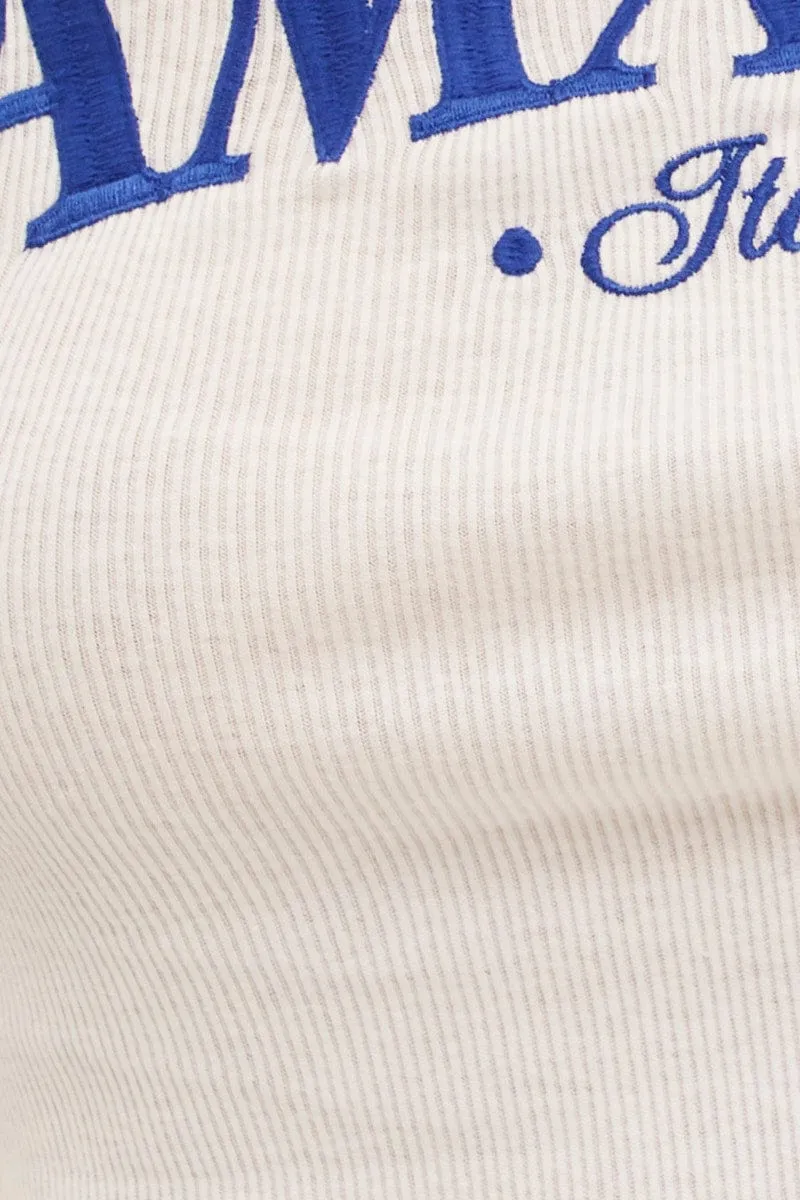 White Baby Tee Amalfi Embroidered Crew Short Sleeve