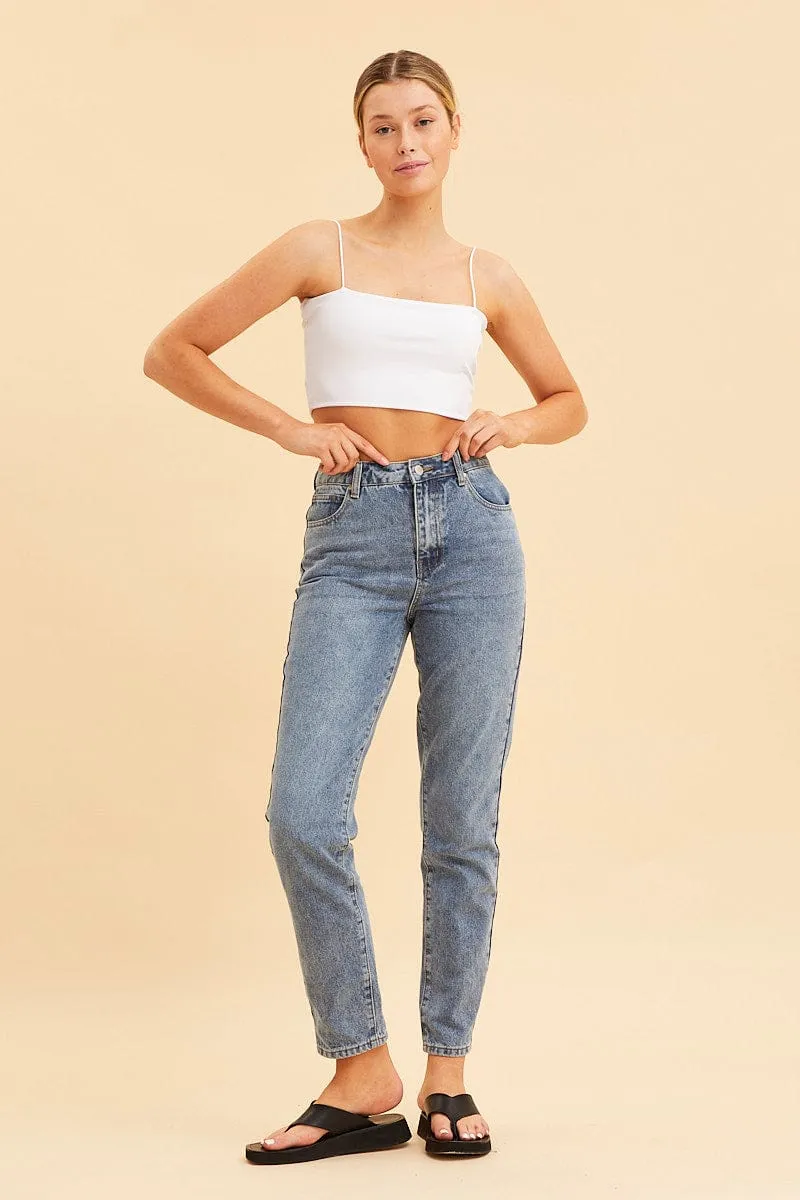 White Bandeau Singlet Rib Top