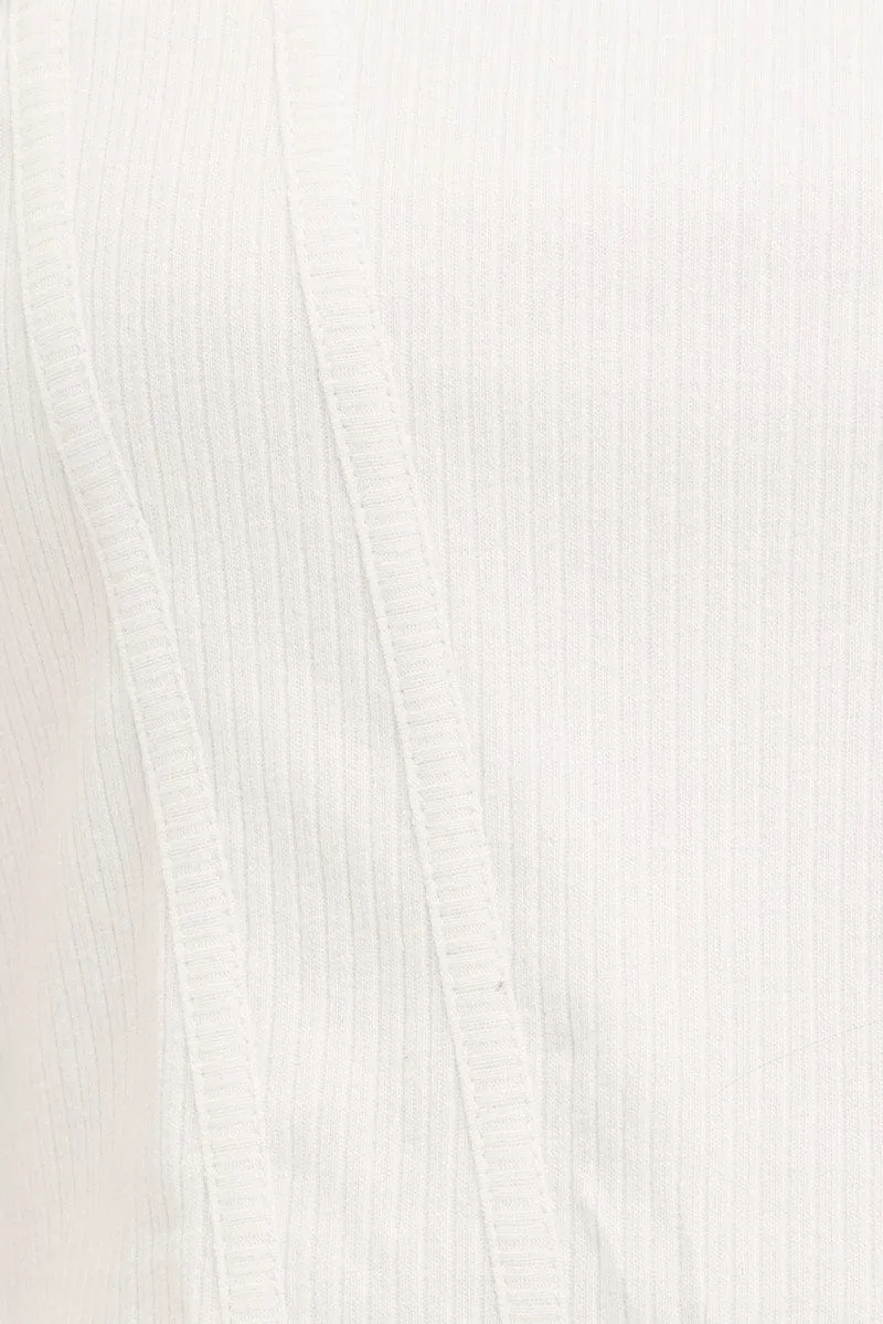 White Corset Singlet Sleeveless Scoop Neck Rib Jersey