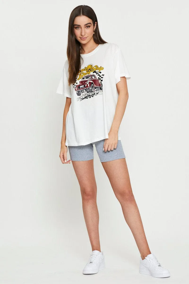 White Graphic T Shirt Short Sleeve