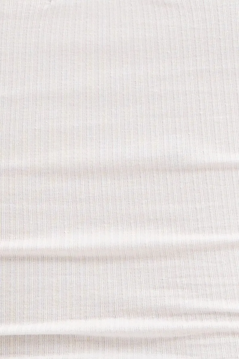 White Jersey Crop Top Long Sleeve Halter Neck