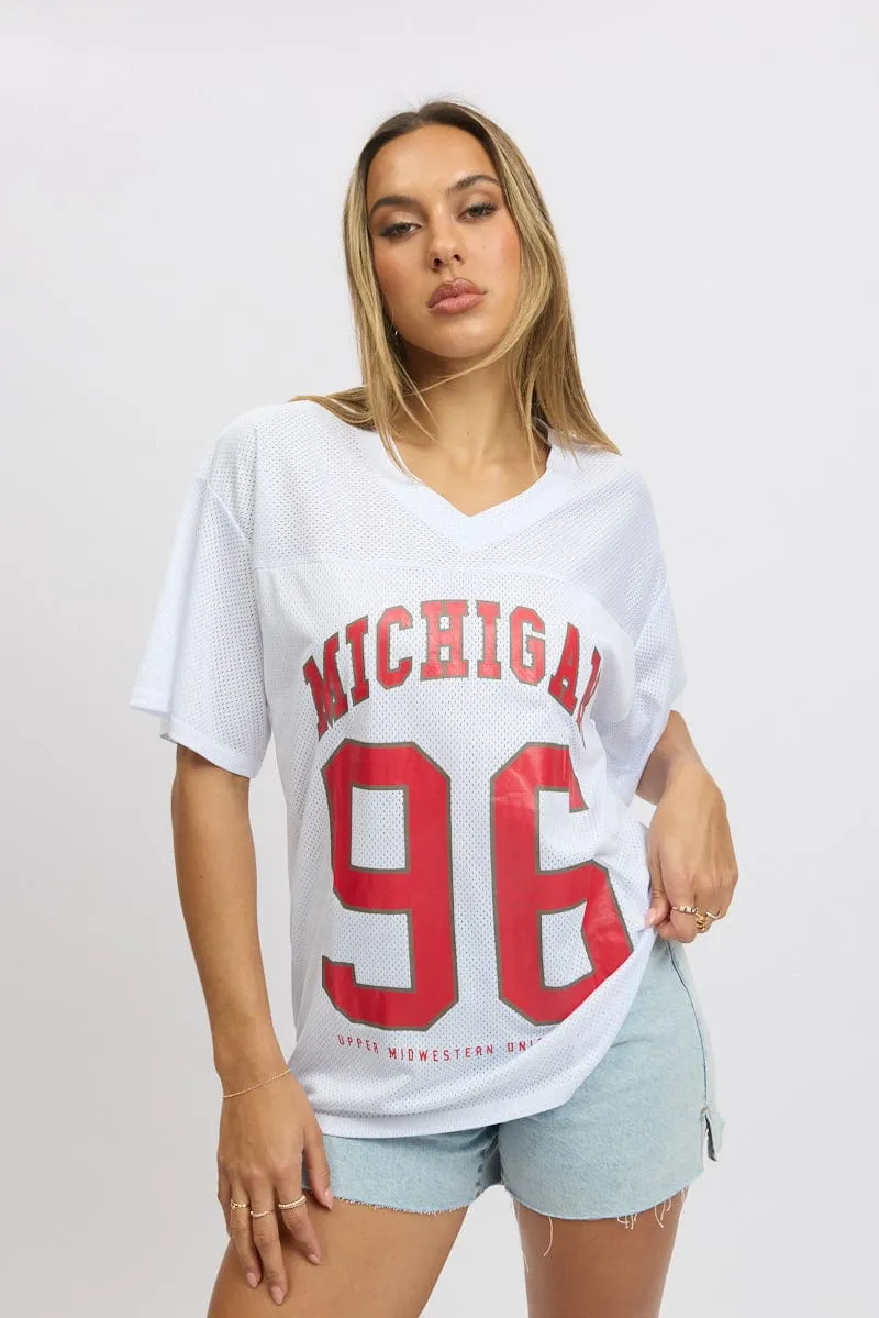 White Sports Tee Short Sleeve