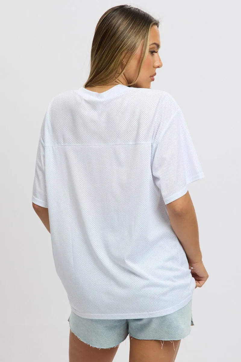 White Sports Tee Short Sleeve