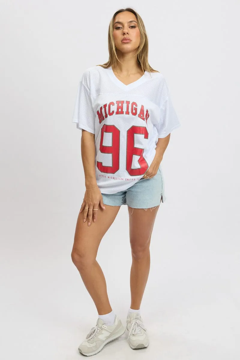 White Sports Tee Short Sleeve