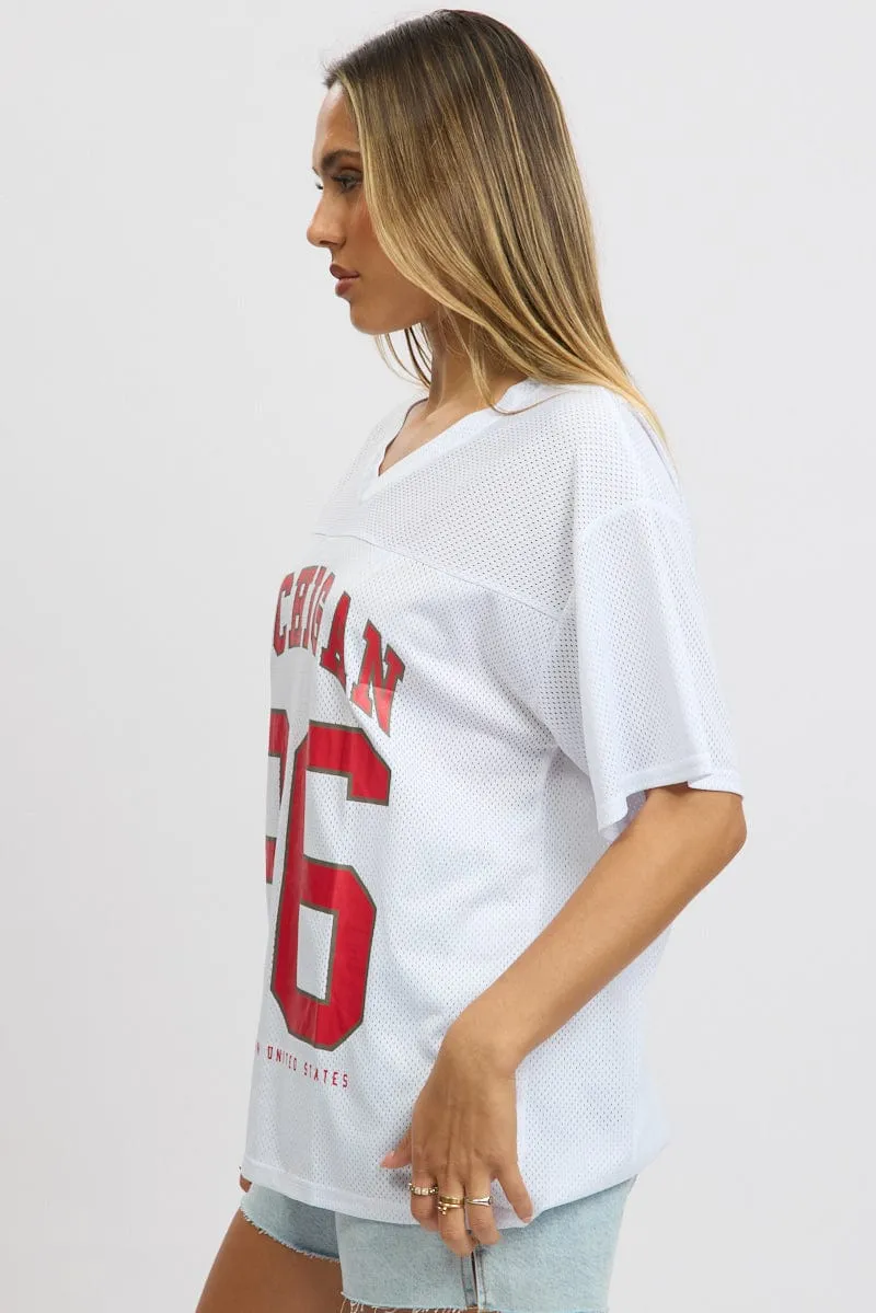 White Sports Tee Short Sleeve