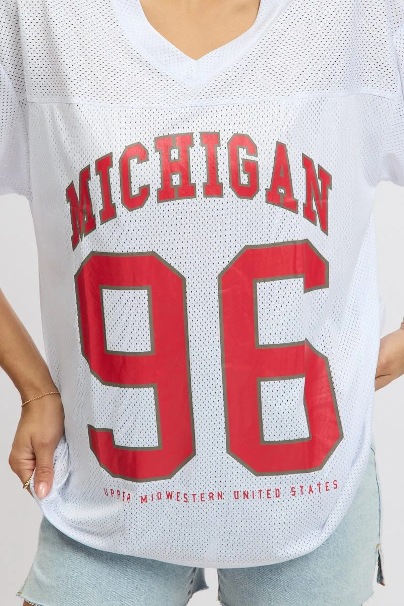 White Sports Tee Short Sleeve