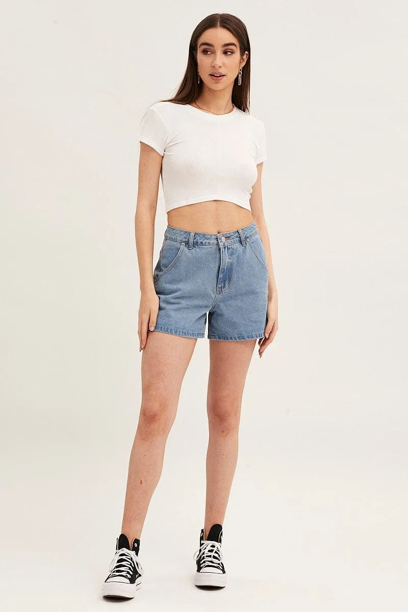 White T Shirt Short Sleeve Crew Neck
