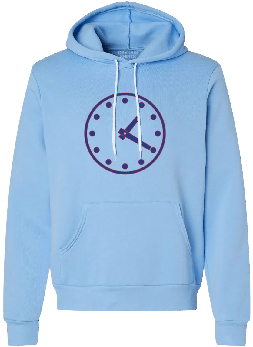 WRIGLEY CLOCK ELECTRIC BLUES. (HOODED SWEATSHIRT)